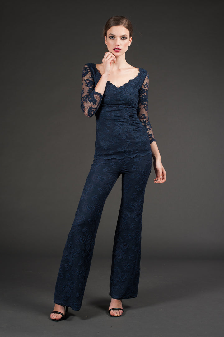 Blue Lace Top with Open Back-1