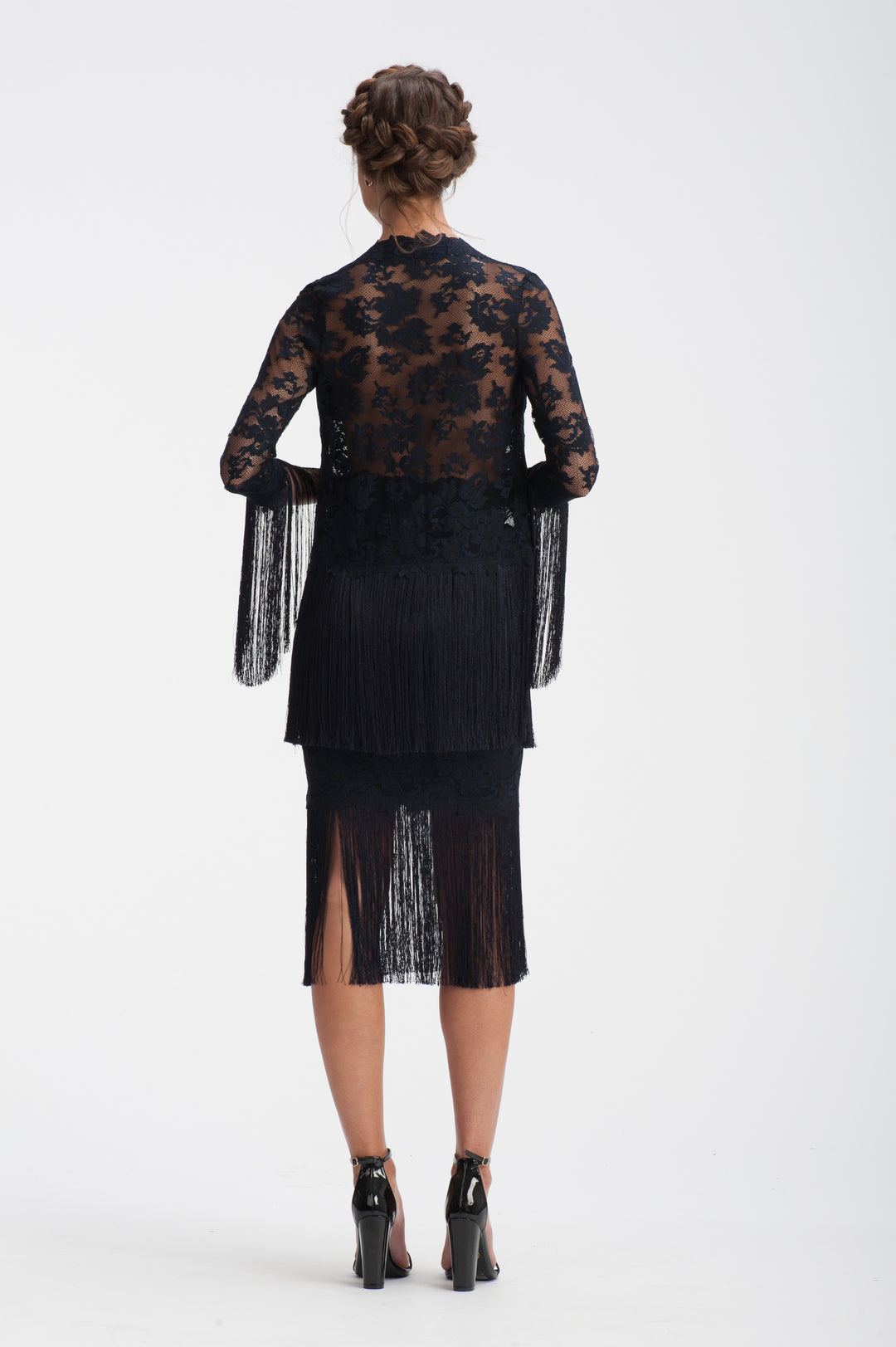 Midi Lace Fringed Skirt-1