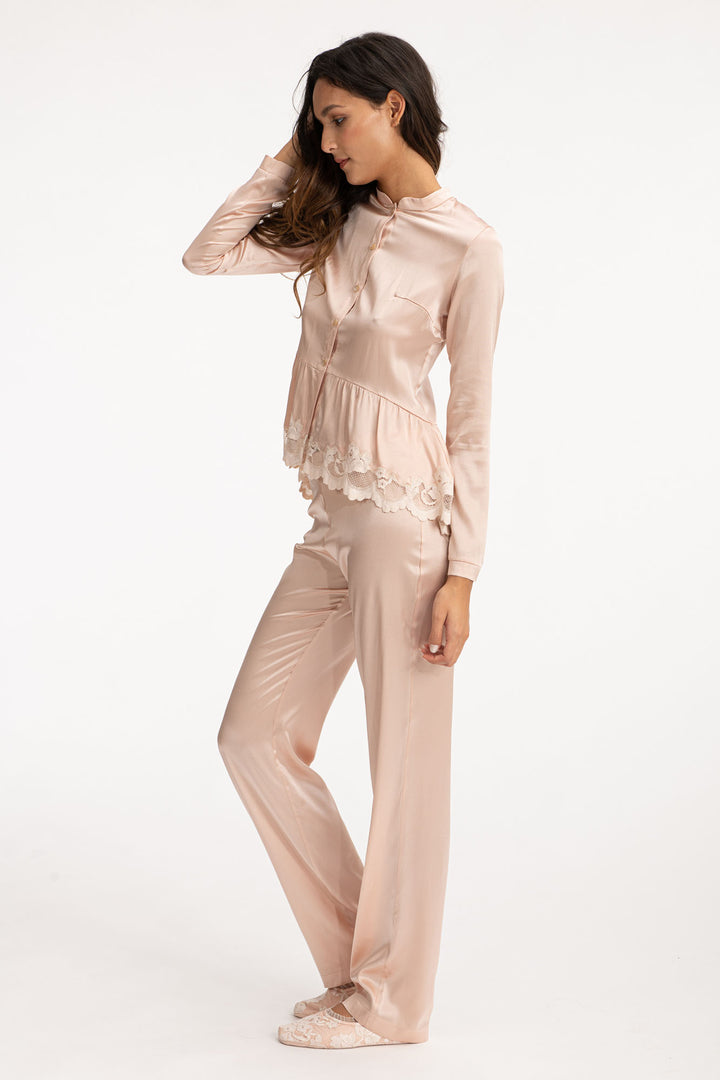 Silk Beige Pajama Pants-1
