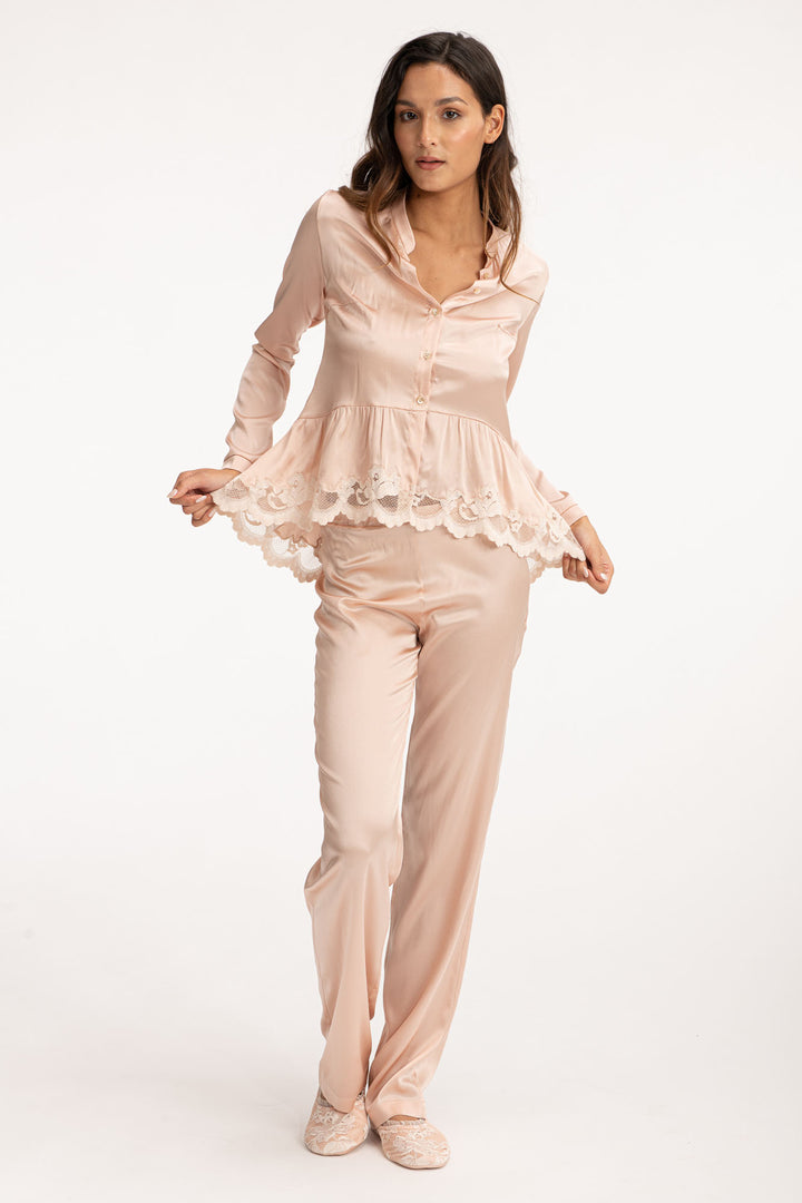 Silk Beige Pajama Pants-3