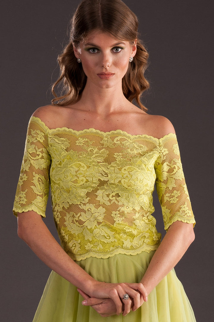 Off-Shoulder Lime Top-0