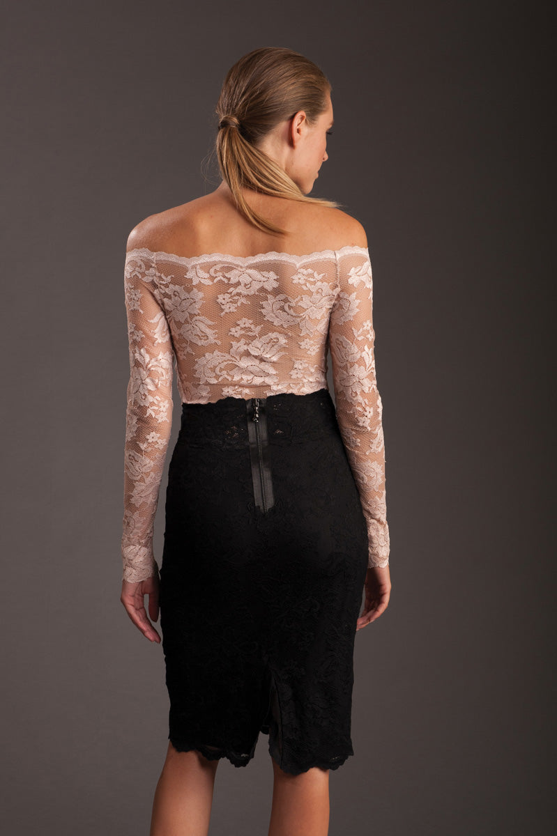 Knee Length Lace Skirt-2