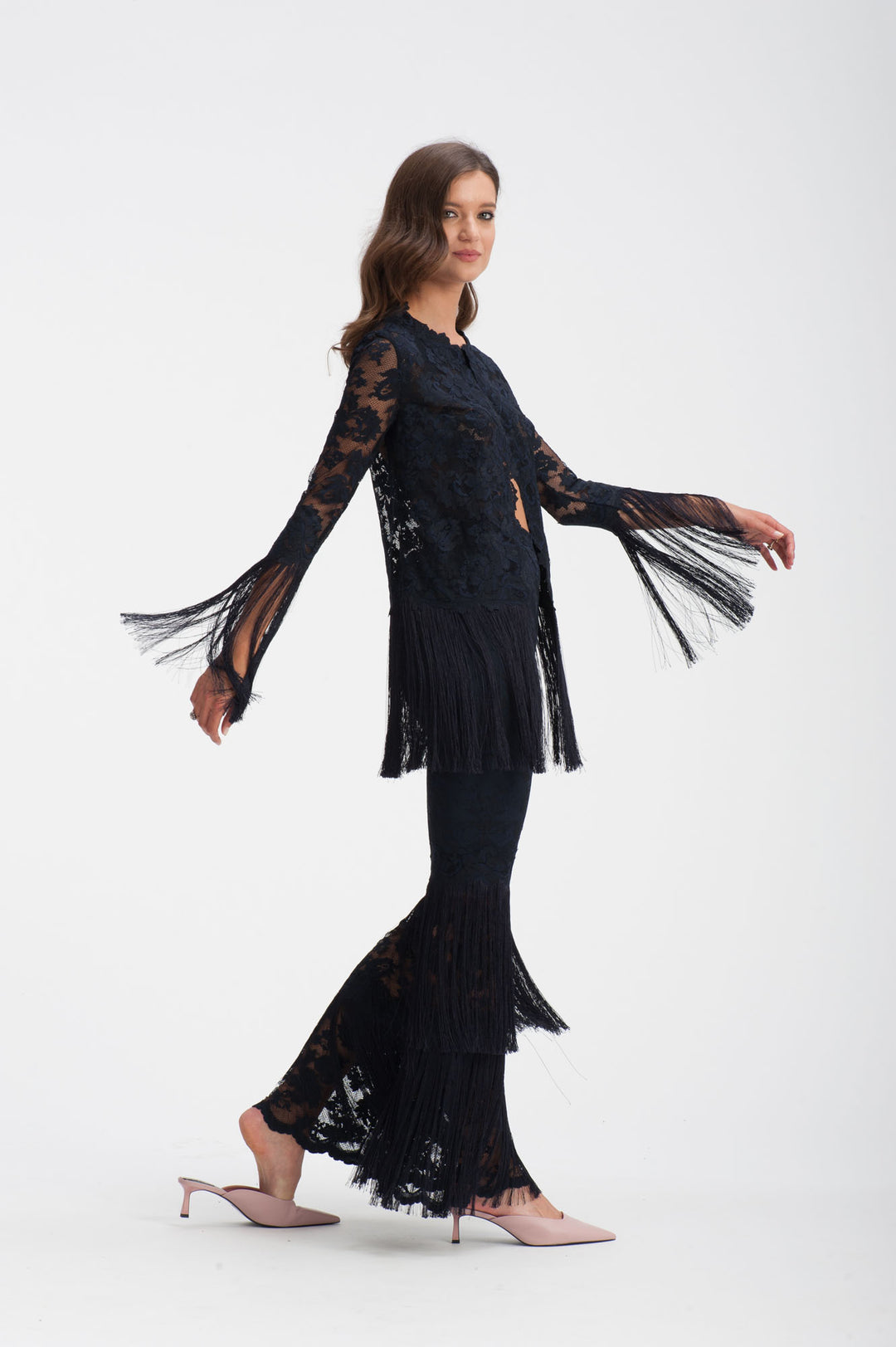 Lace Cardigan with fringed ends-2