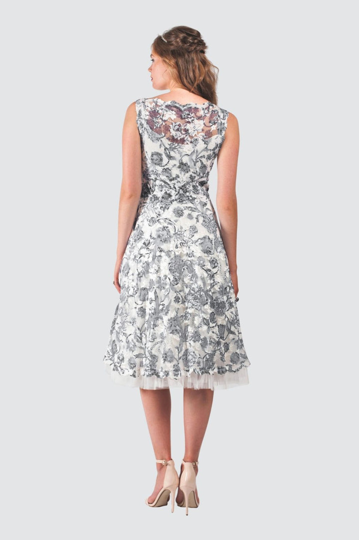 Dress with Scalloped V-Neck