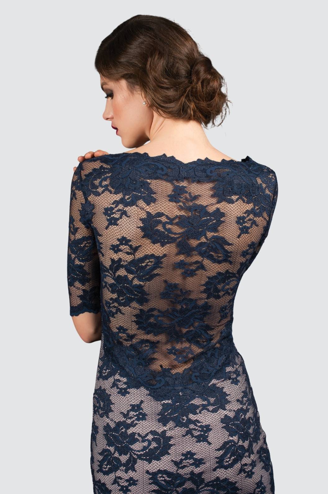 Elegant Lace Midi Cocktail Dress