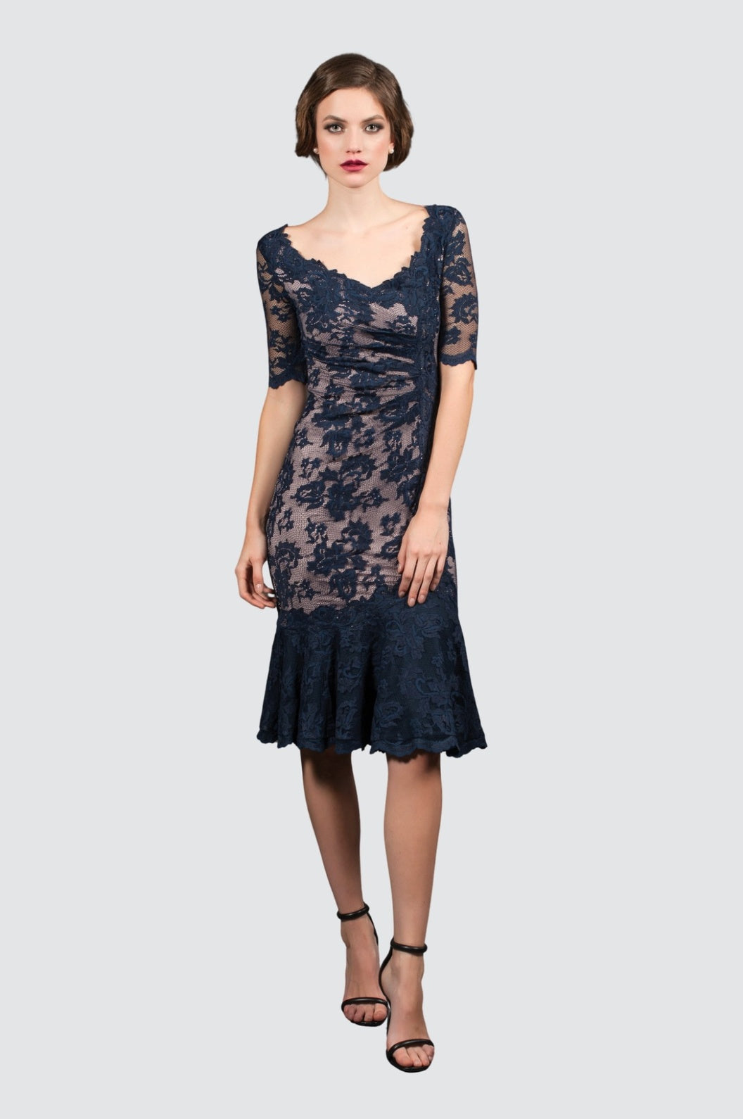 Elegant Lace Midi Cocktail Dress