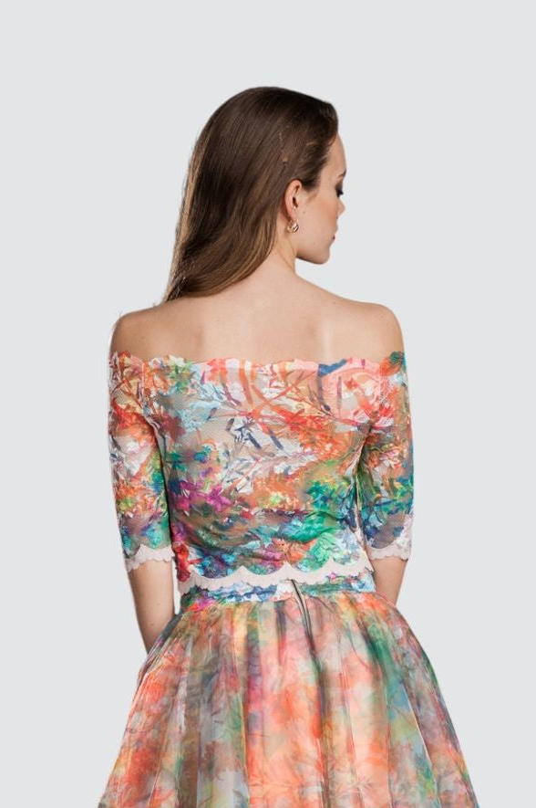 Rainbow Floral Lace & Tulle Two-Piece Set