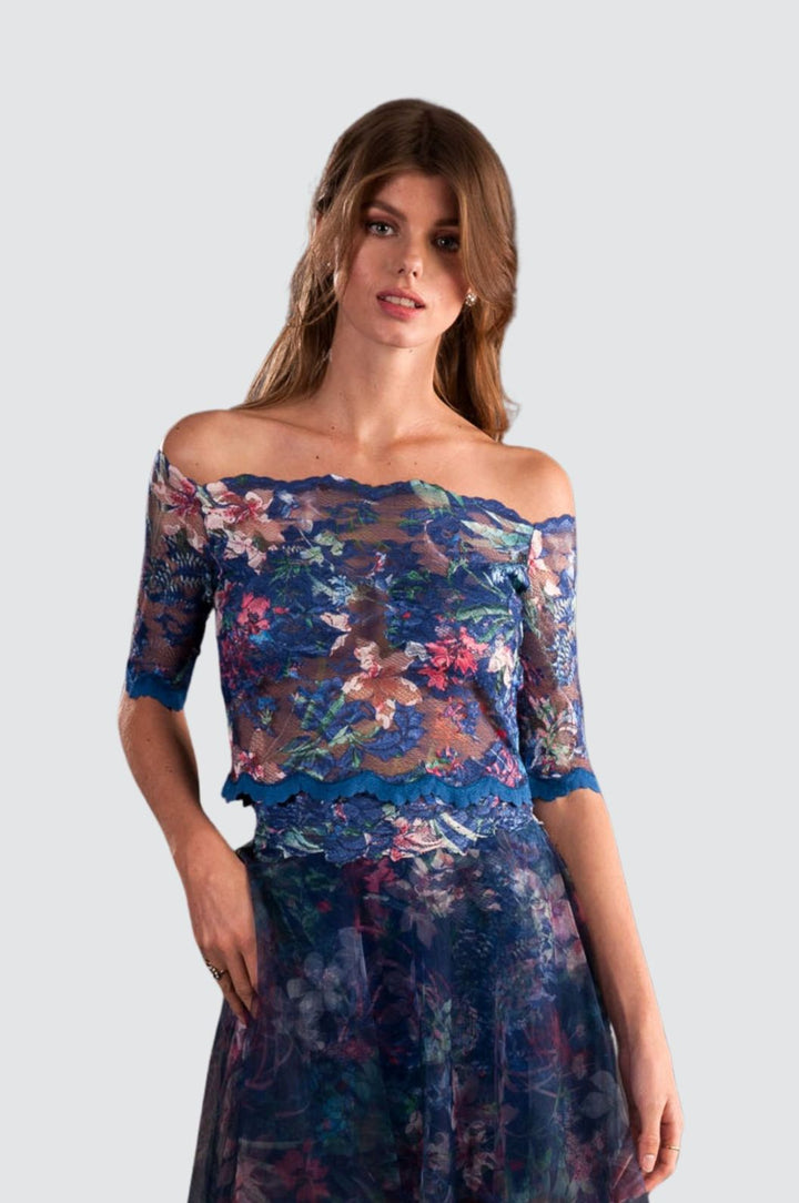 Lace Top & Tulle Maxi Skirt Set