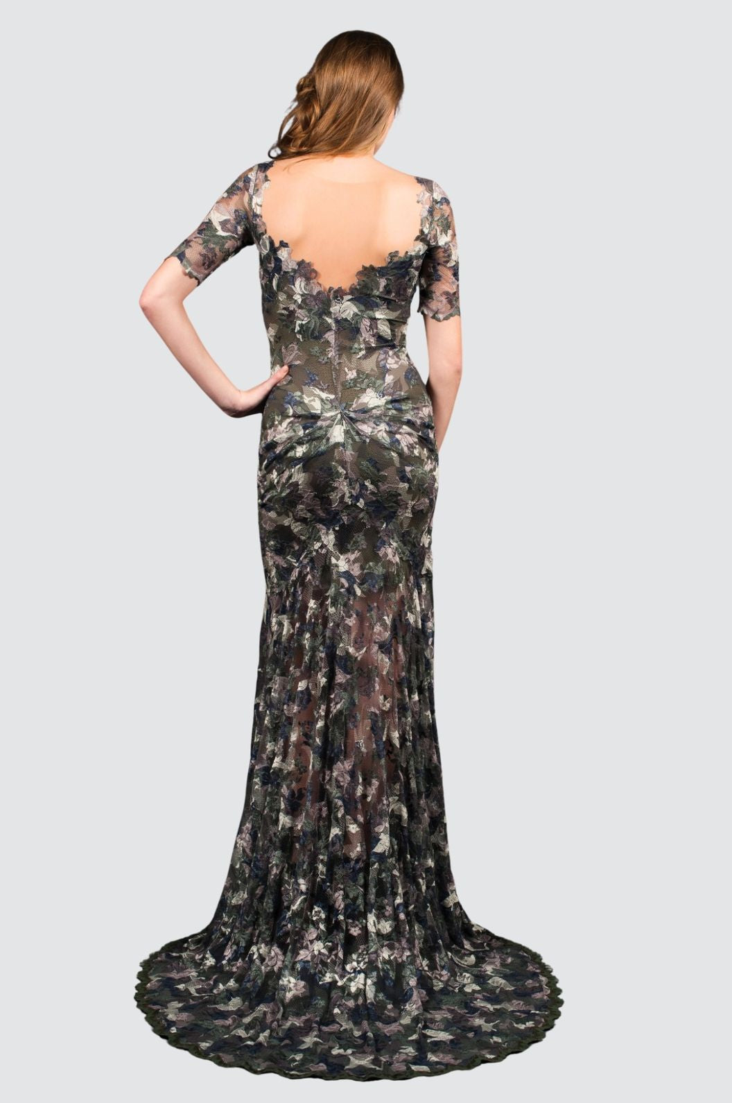 Lace Mermaid Gown with Illusion Open Back