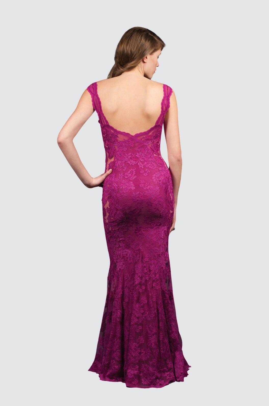 Lace Mermaid Gown with Illusion Tulle