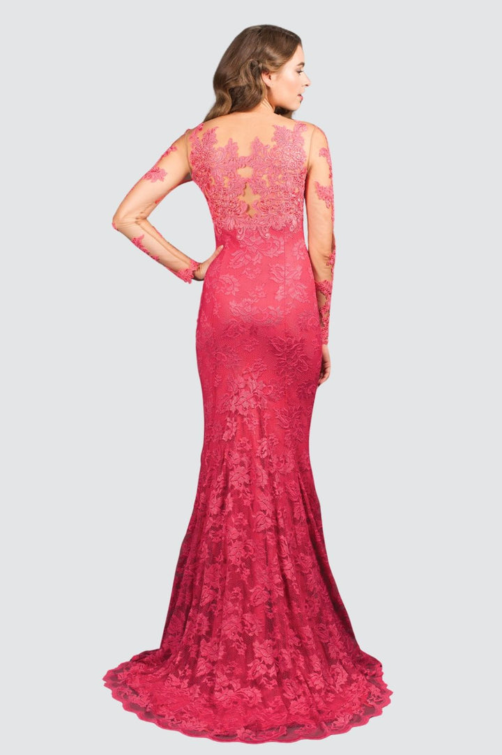 Glamorous Long-Sleeve Lace Gown