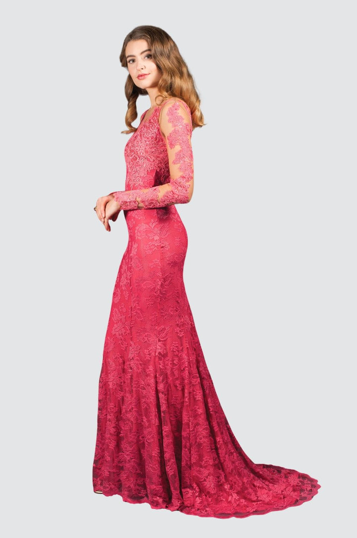 Glamorous Long-Sleeve Lace Gown