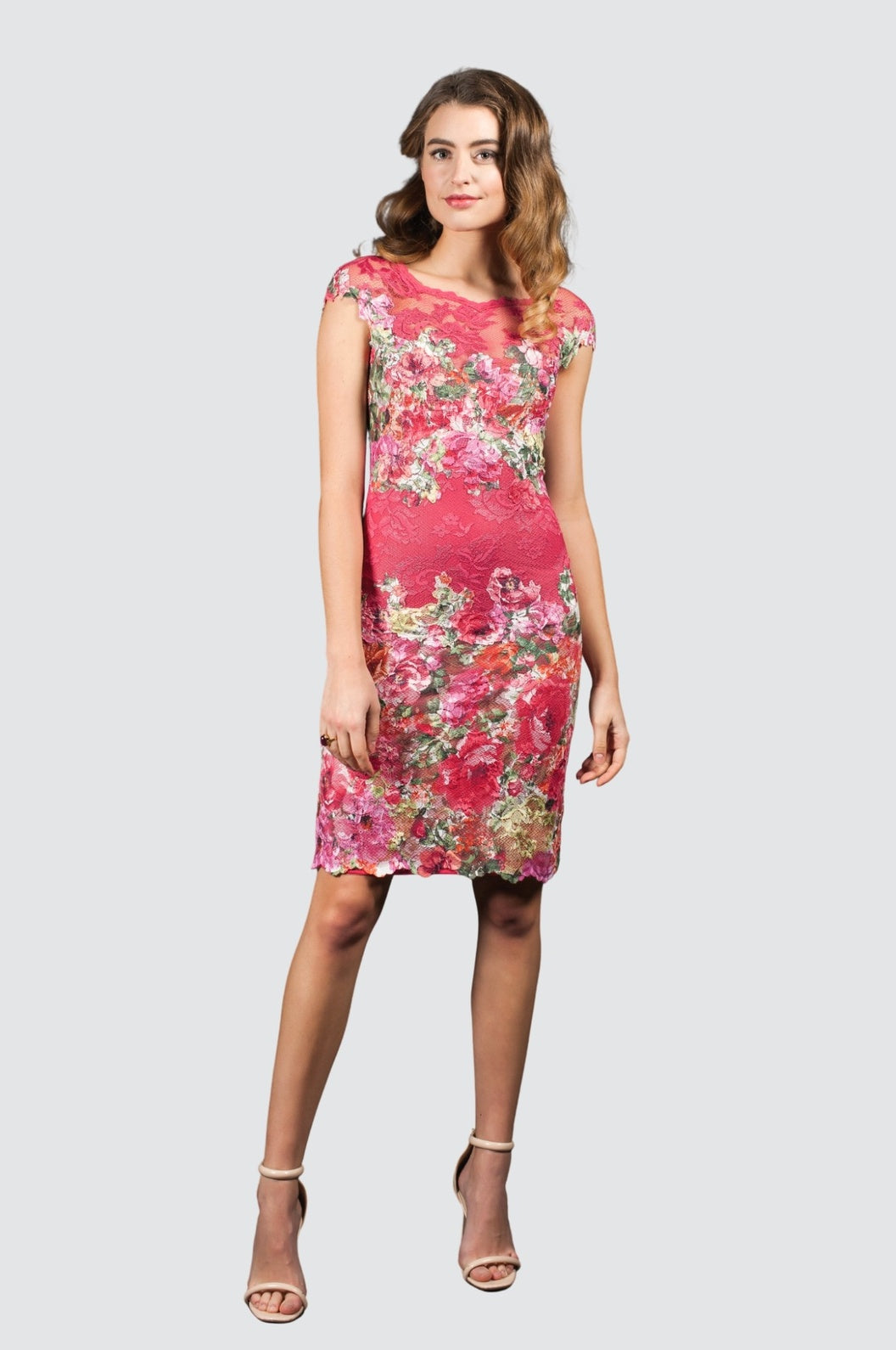 Floral Lace Midi Sheath Dress