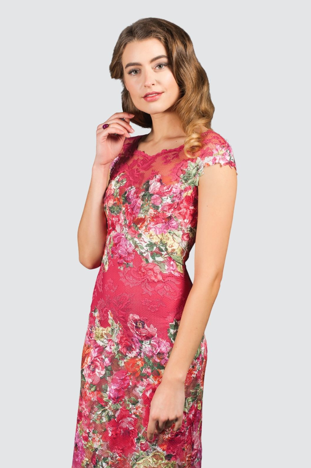 Floral Lace Midi Sheath Dress