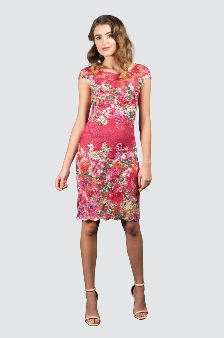 Floral Lace Midi Sheath Dress