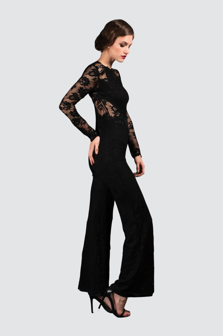 Long-Sleeve Jumpsuit with Crystals