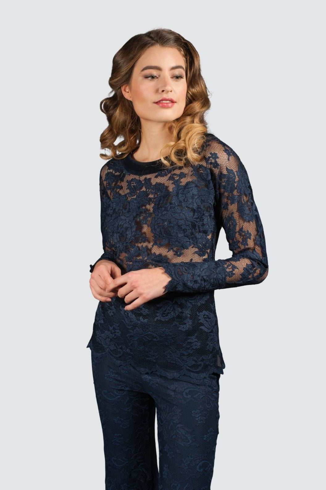 Mystery Navy Lace Evening Set