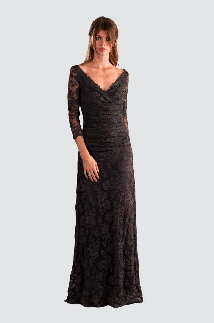 V-Neck Lace Gown