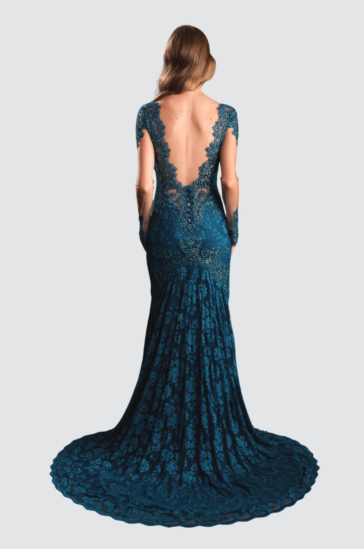 Elegant Black Lace Gown with Sequins