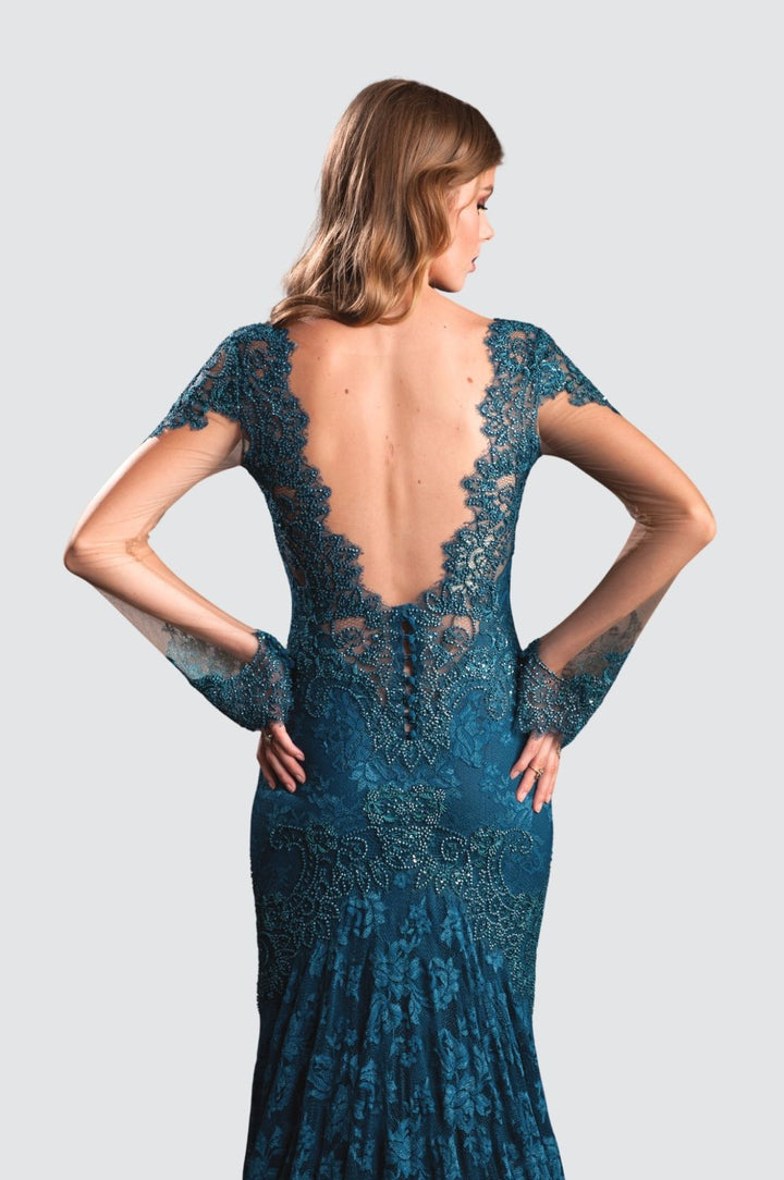 Elegant Black Lace Gown with Sequins