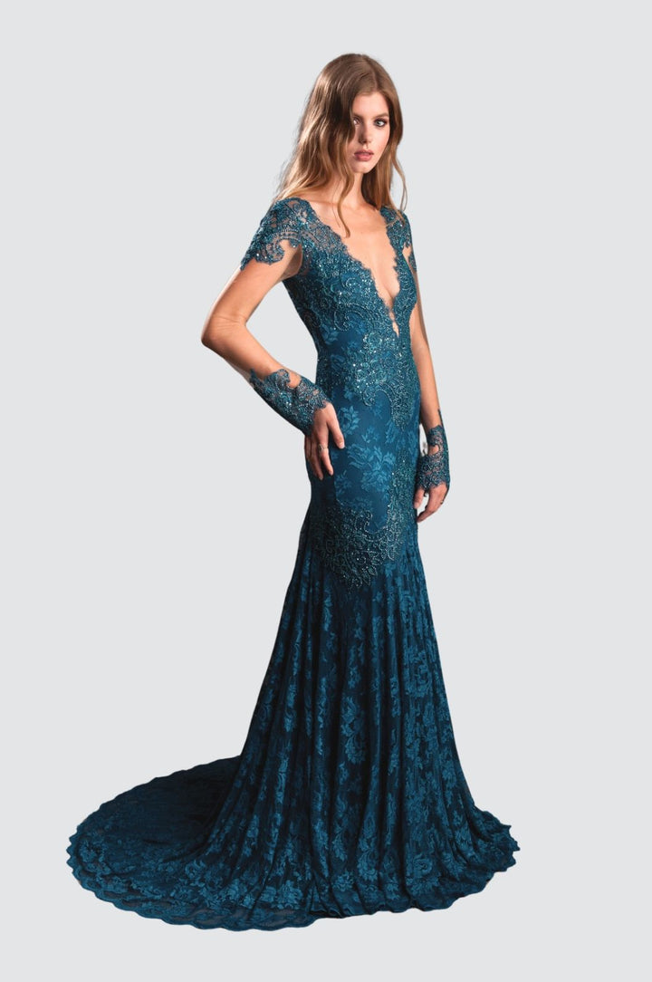 Elegant Black Lace Gown with Sequins