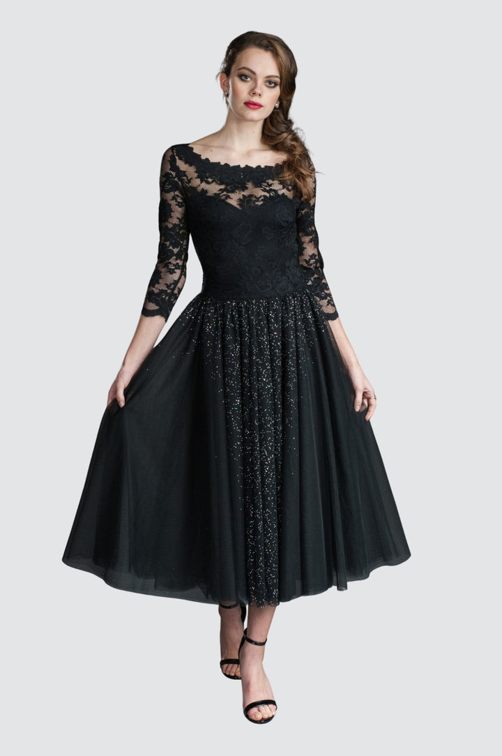 Stardust Lace & Tulle Midi Dress