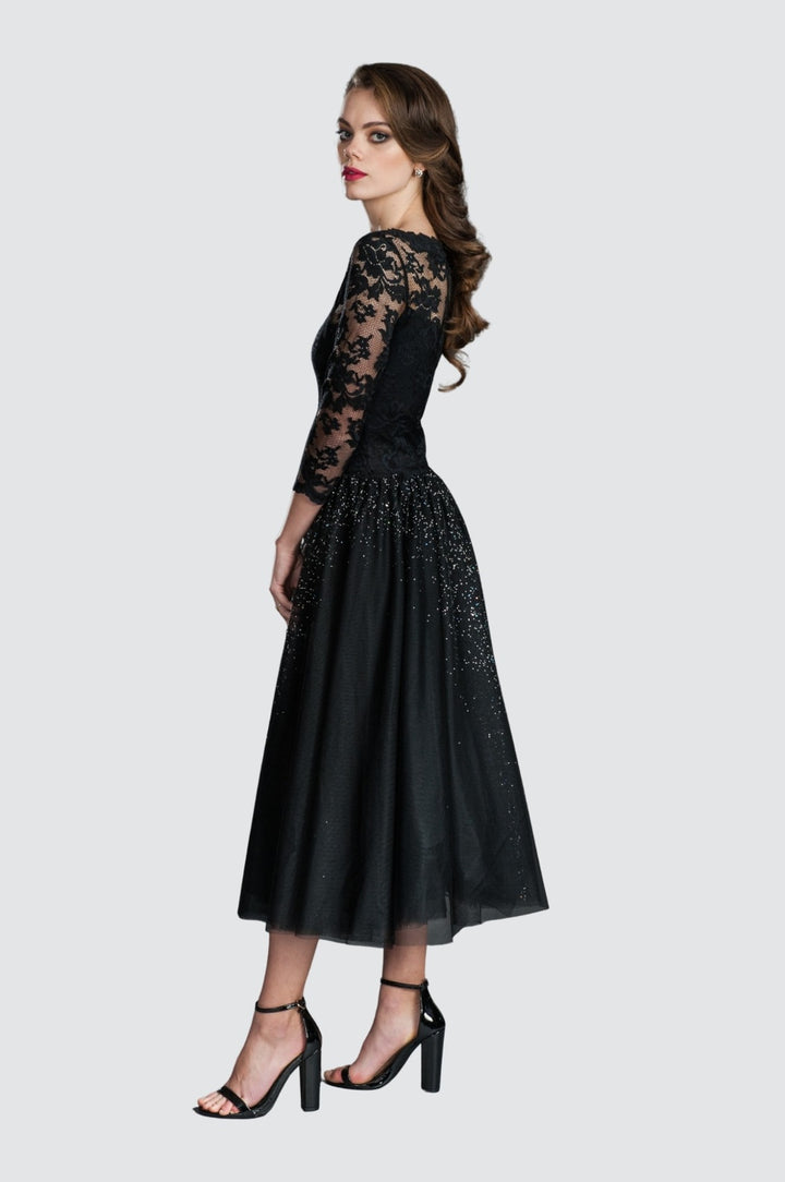 Stardust Lace & Tulle Midi Dress