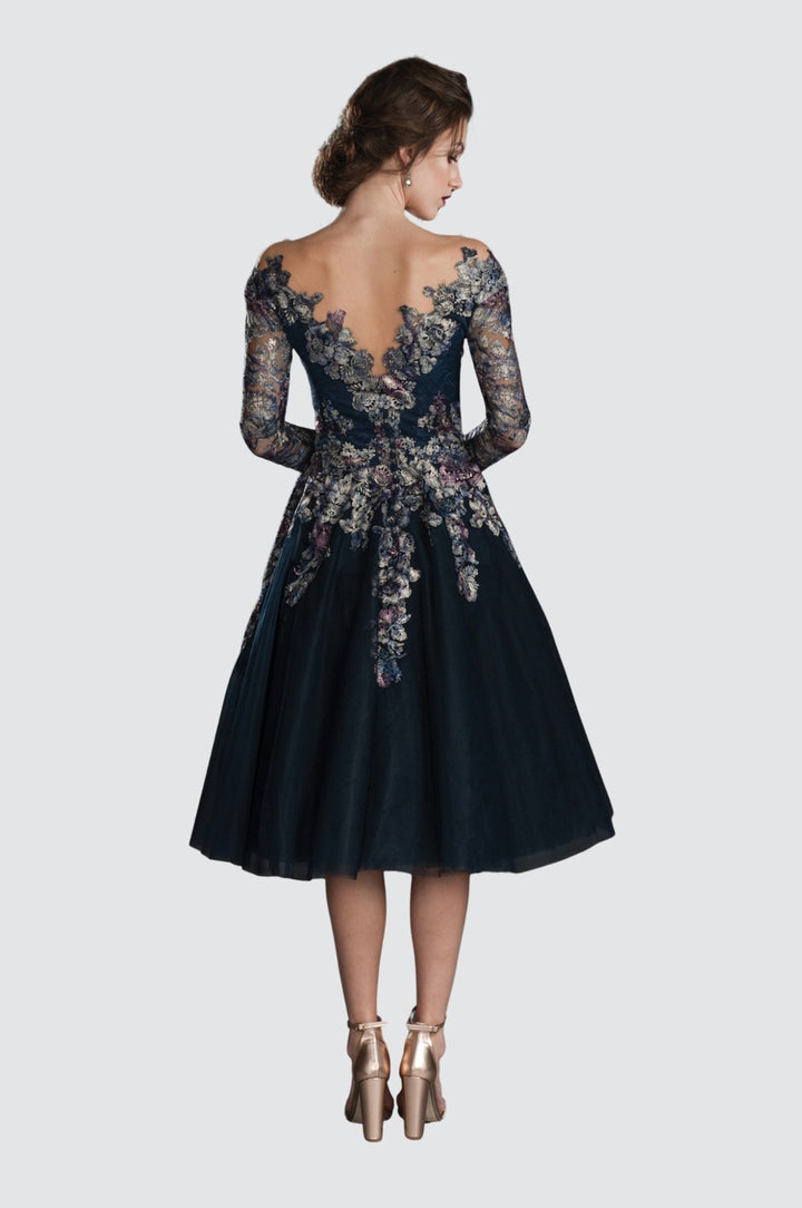 A-Line Lace Dress with Illusion