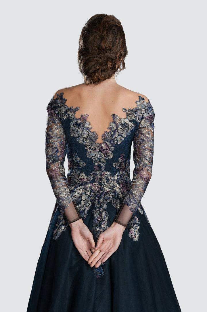 A-Line Lace Dress with Illusion