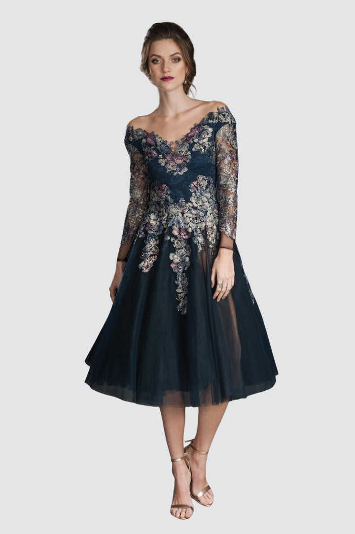 A-Line Lace Dress with Illusion