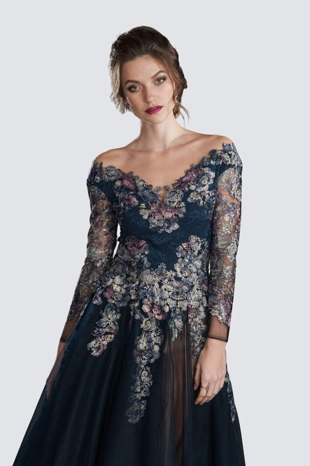 A-Line Lace Dress with Illusion