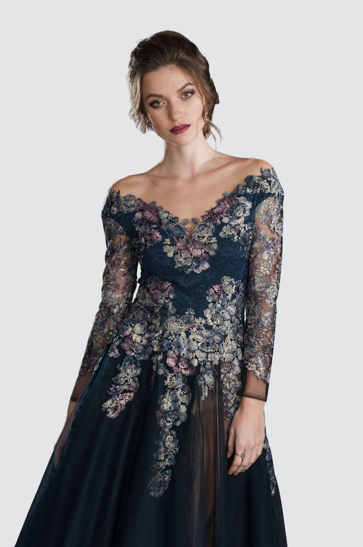 A-Line Lace Dress with Illusion