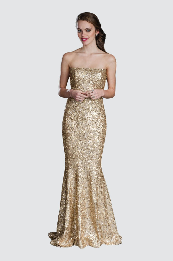 Strapless Illusion Neckline Sequin Mermaid Gown