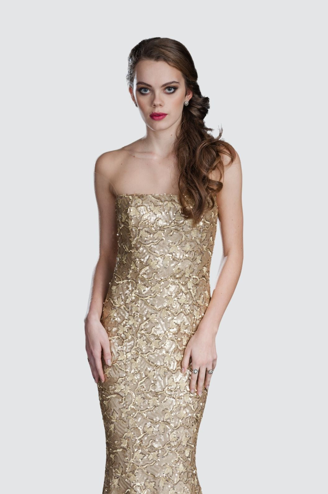 Strapless Illusion Neckline Sequin Mermaid Gown
