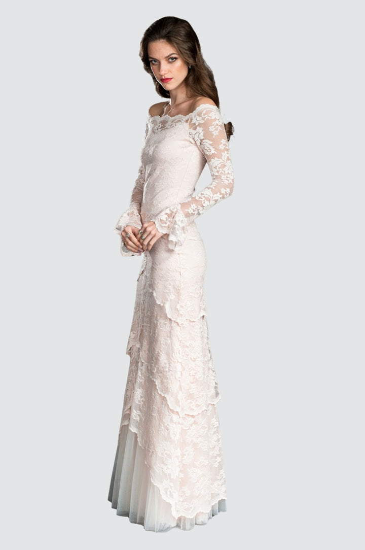 Floor Length Lace Skirt with Layers