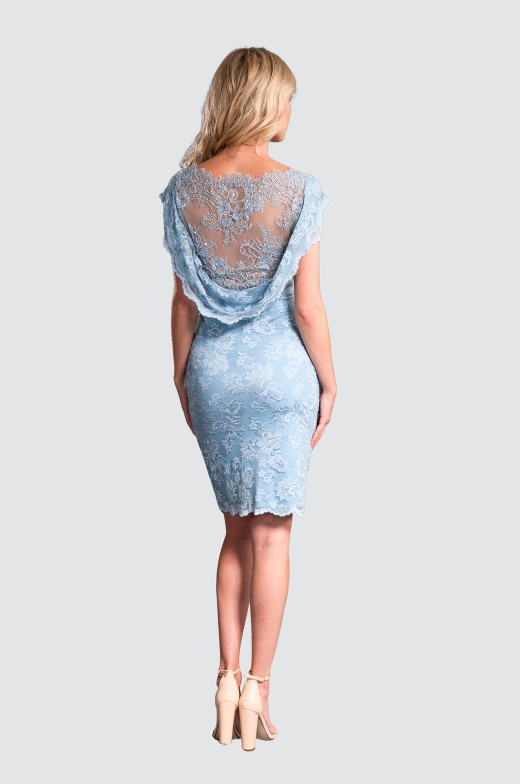 Cocktail Lace Dress with Draped Back