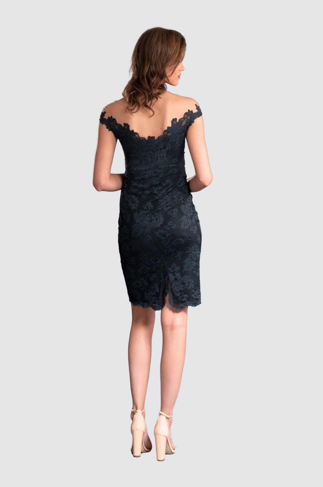 Elegant Cocktail Lace Dress with Swarovski