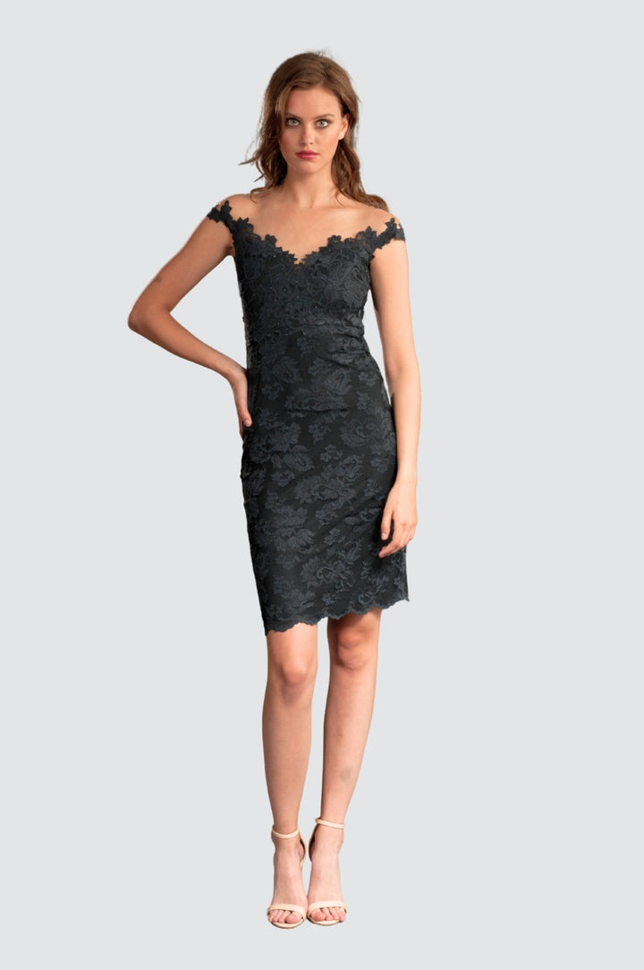 Elegant Cocktail Lace Dress with Swarovski
