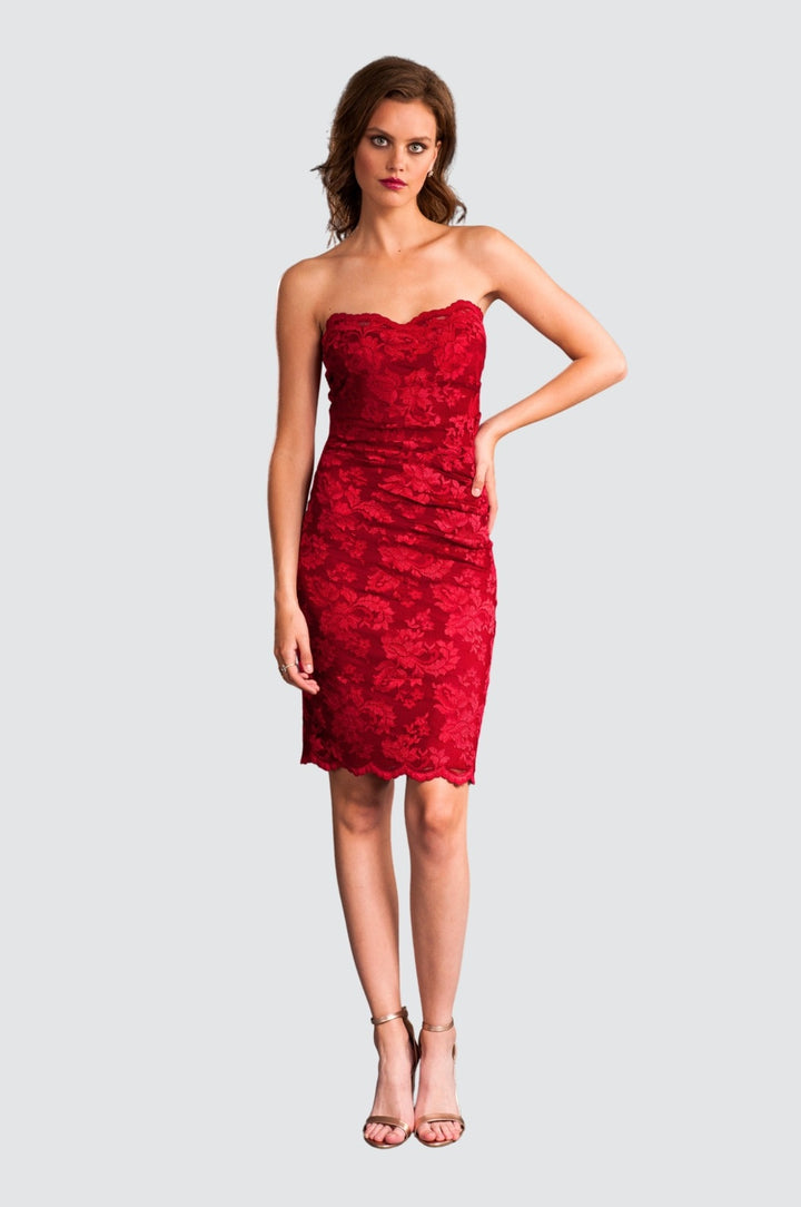 Strapless Jester Red Cocktail Dress