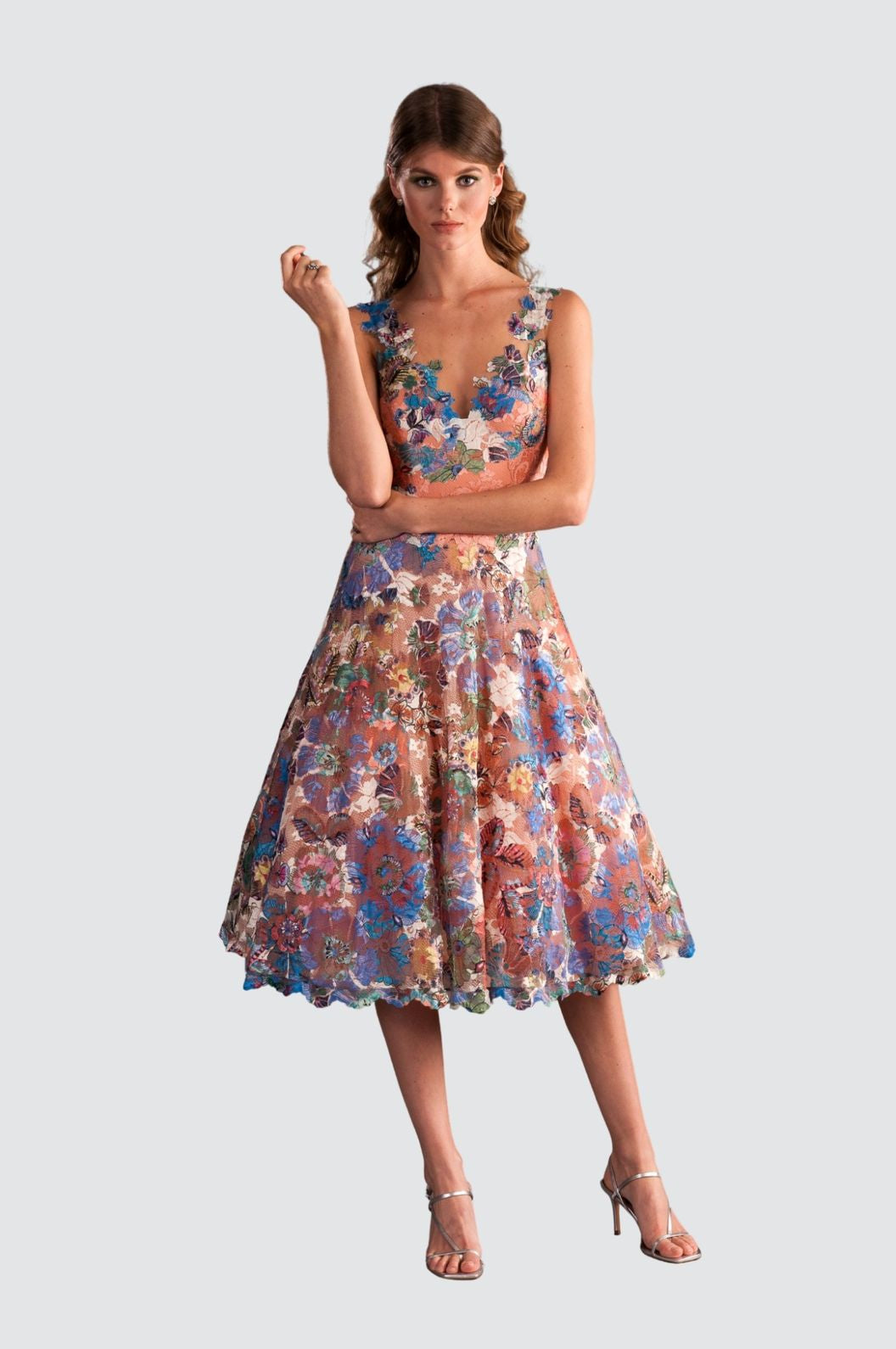 Floral Lace Dress with Tutu Skirt