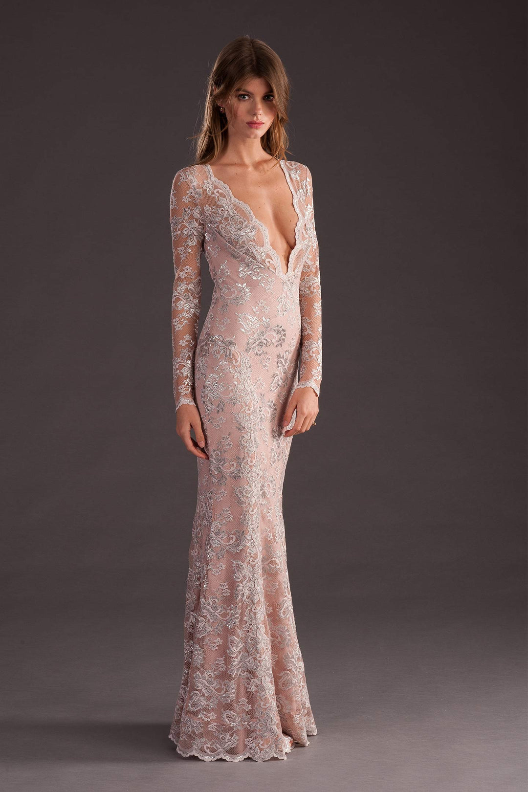 Deep V Neckline Gown