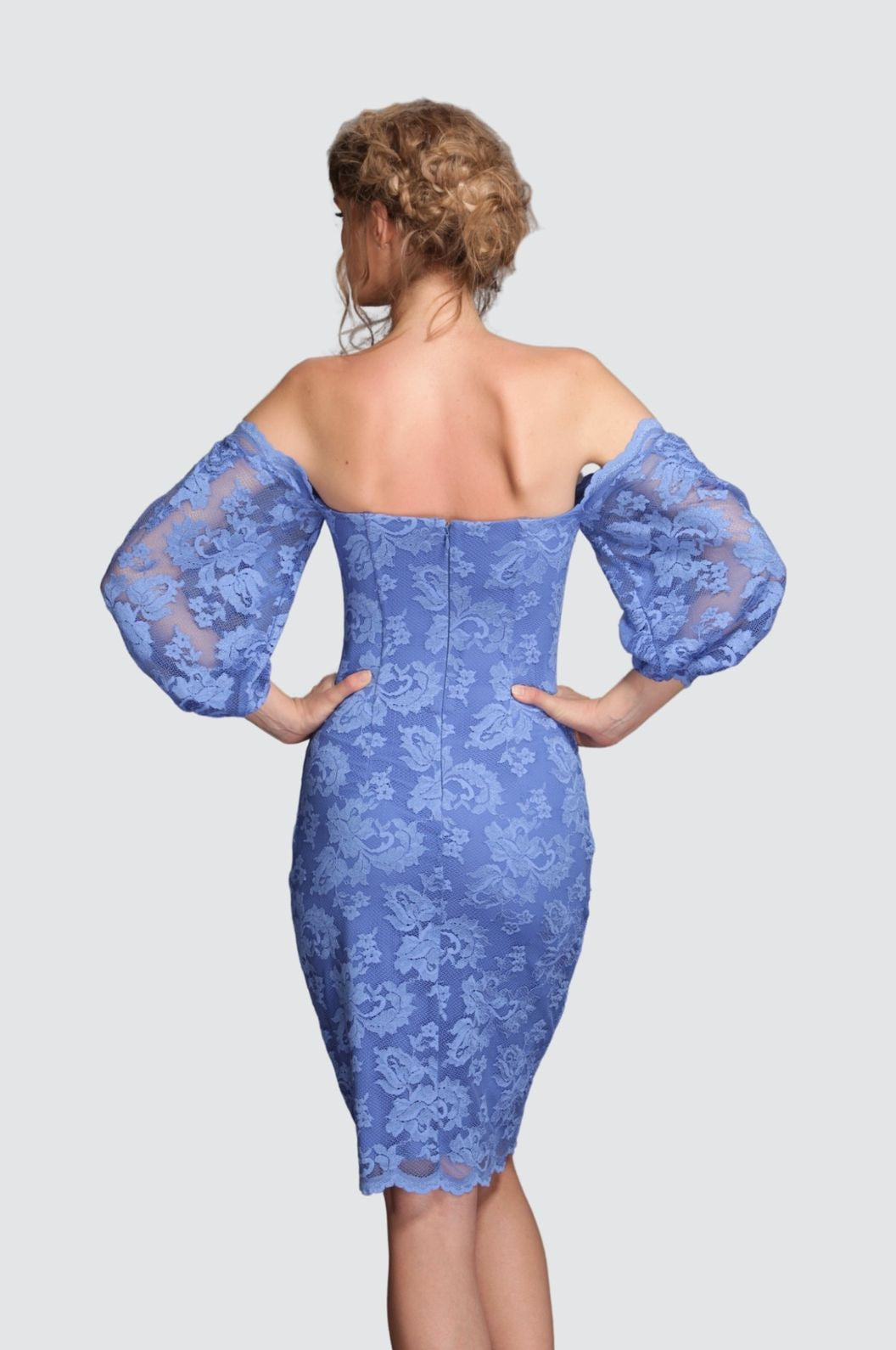 Floral Off-Shoulder Puff Sleeves Cocktail Dress