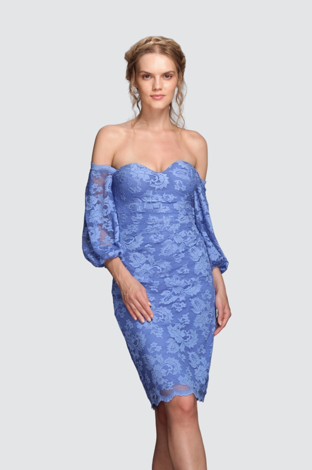 Floral Off-Shoulder Puff Sleeves Cocktail Dress