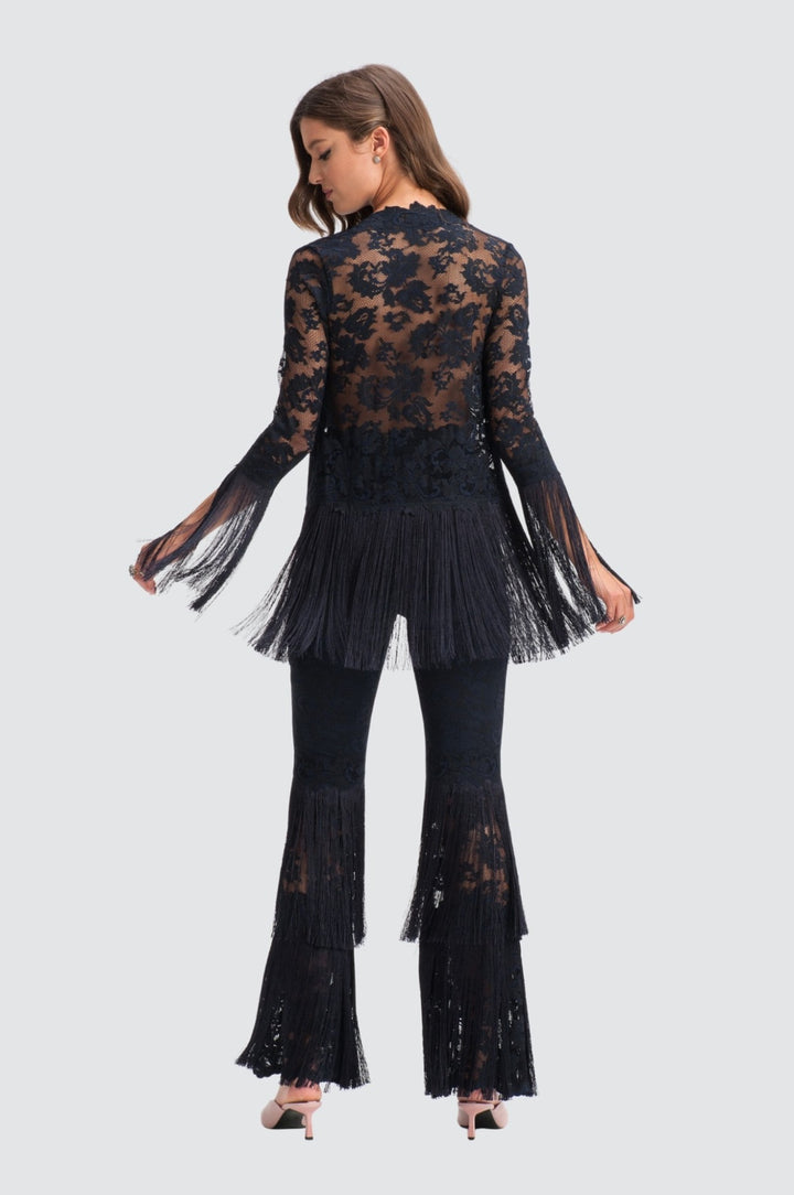 Lace Cardigan & Trousers Matching Set