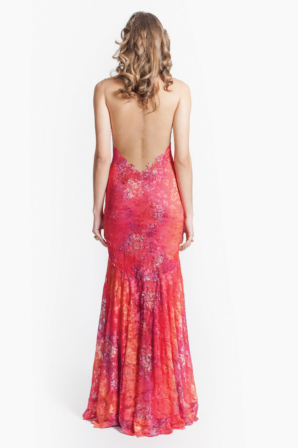 Strapless Floral Lace Gown-1