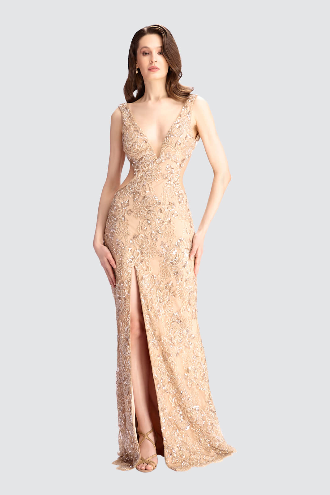 Champagne Embellished Gown-0