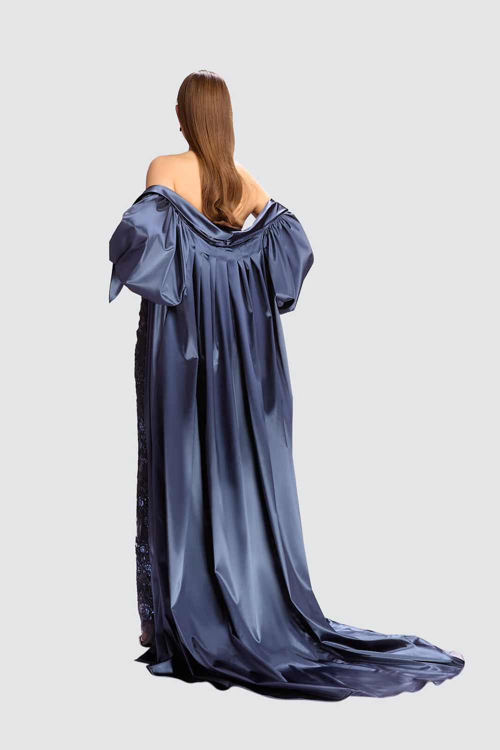 Haute Couture Dress & Satin Cape Set-1