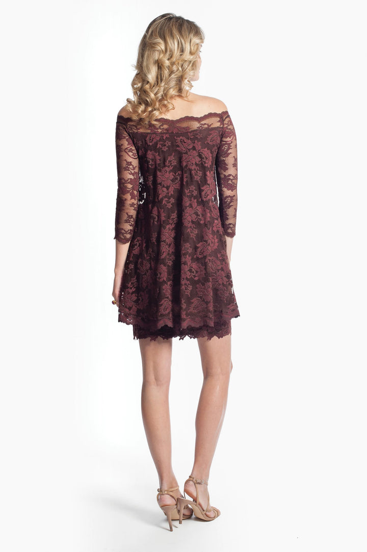 Off Shoulder Short Lace Dress-4