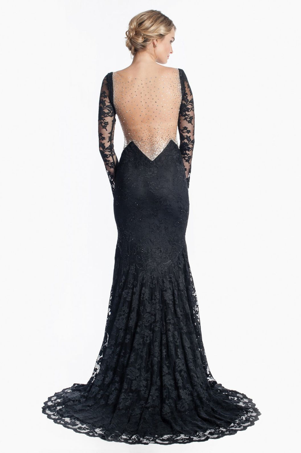 Luxurious Lace Gown with Sparkling Embellishments-1