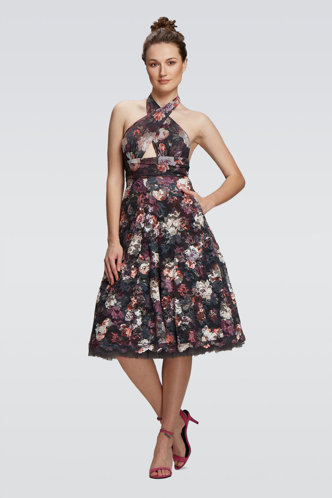 Haltered Dress with Soft Stretch Tulle-0